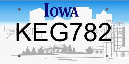 KEG782 Iowa License Plate