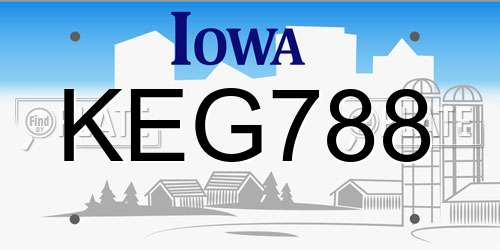 KEG788 Iowa License Plate