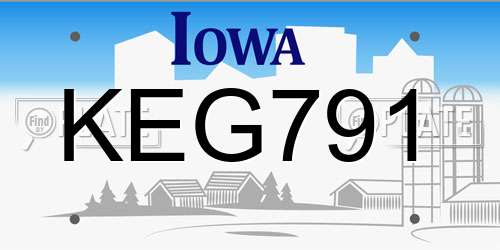 KEG791 Iowa License Plate