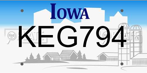 KEG794 Iowa License Plate
