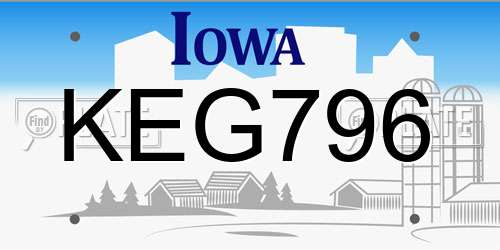 KEG796 Iowa License Plate