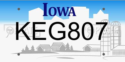 KEG807 Iowa License Plate