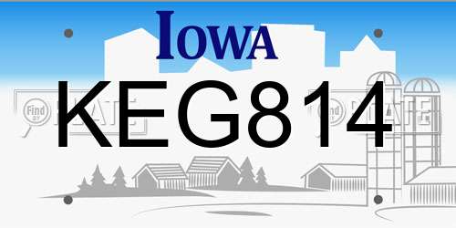KEG814 Iowa License Plate