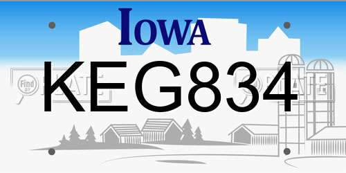 KEG834 Iowa License Plate