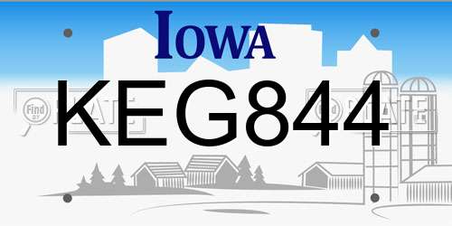 KEG844 Iowa License Plate