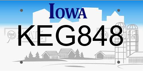 KEG848 Iowa License Plate