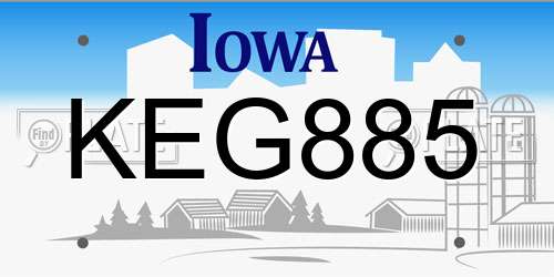 KEG885 Iowa License Plate