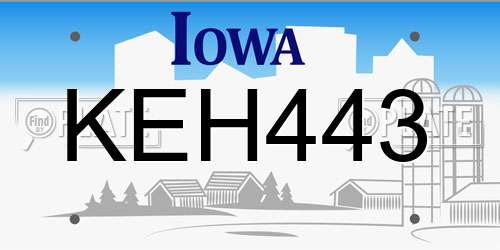 KEH443 Iowa License Plate