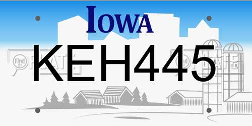 KEH445 Iowa License Plate