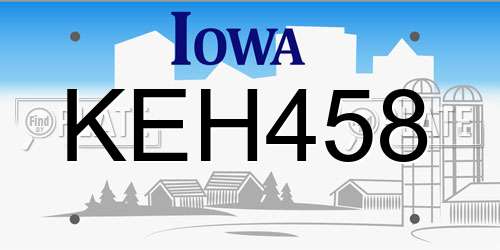 KEH458 Iowa License Plate