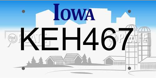 KEH467 Iowa License Plate