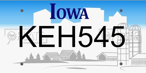 KEH545 Iowa License Plate