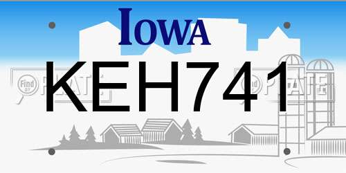 KEH741 Iowa License Plate