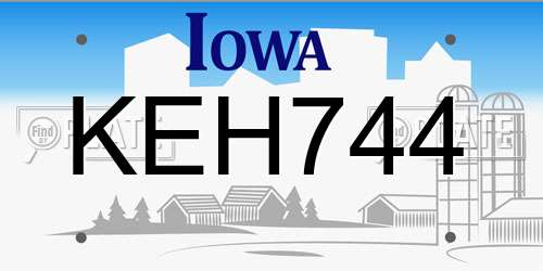 KEH744 Iowa License Plate