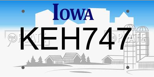 KEH747 Iowa License Plate
