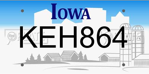 KEH864 Iowa License Plate