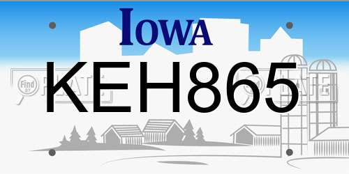 KEH865 Iowa License Plate