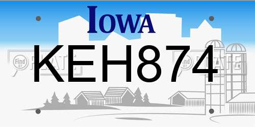KEH874 Iowa License Plate