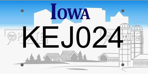KEJ024 Iowa License Plate