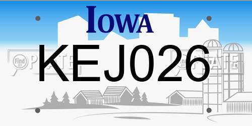 KEJ026 Iowa License Plate