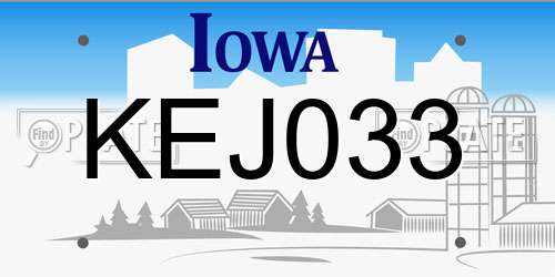 KEJ033 Iowa License Plate
