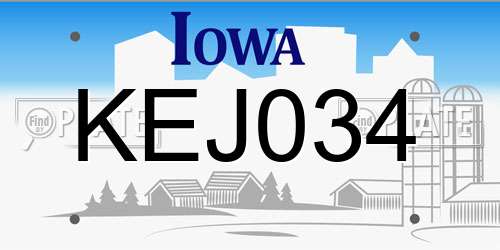 KEJ034 Iowa License Plate