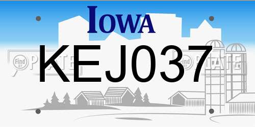 KEJ037 Iowa License Plate