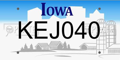 KEJ040 Iowa License Plate