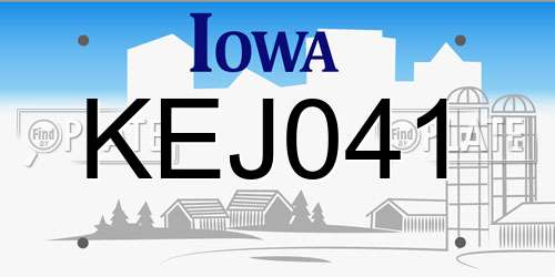 KEJ041 Iowa License Plate