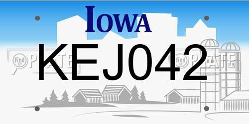KEJ042 Iowa License Plate