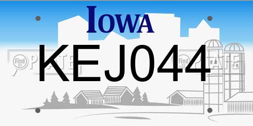 KEJ044 Iowa License Plate