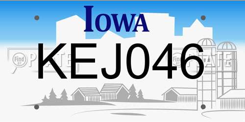 KEJ046 Iowa License Plate