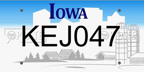 KEJ047 Iowa License Plate