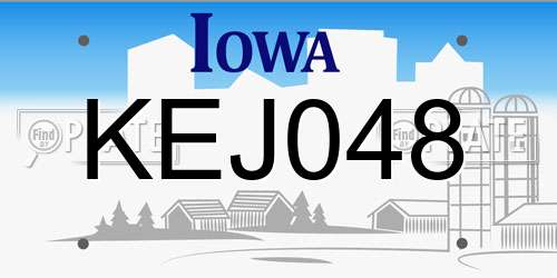 KEJ048 Iowa License Plate