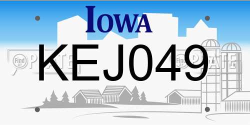 KEJ049 Iowa License Plate