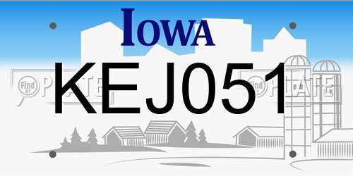 KEJ051 Iowa License Plate