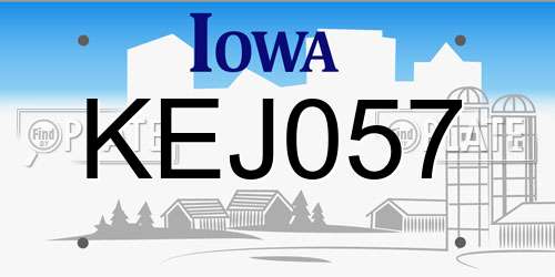 KEJ057 Iowa License Plate