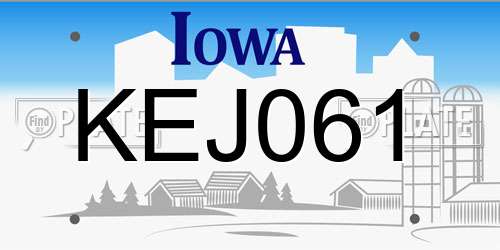KEJ061 Iowa License Plate