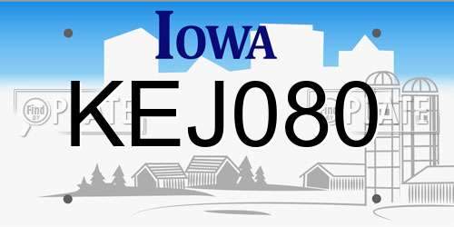 KEJ080 Iowa License Plate