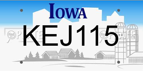 KEJ115 Iowa License Plate