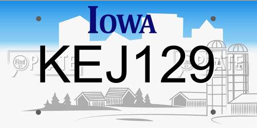 KEJ129 Iowa License Plate