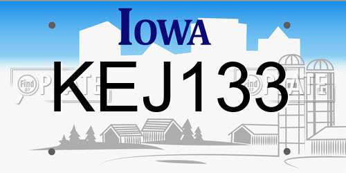KEJ133 Iowa License Plate