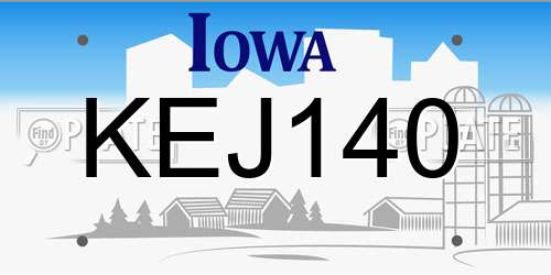 KEJ140 Iowa License Plate