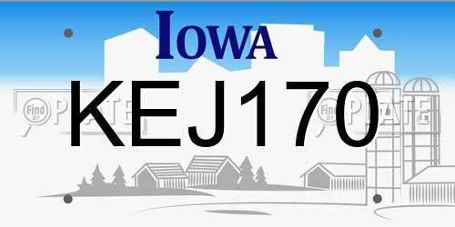 KEJ170 Iowa License Plate