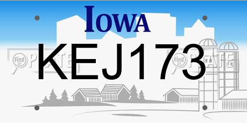 KEJ173 Iowa License Plate