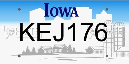 KEJ176 Iowa License Plate