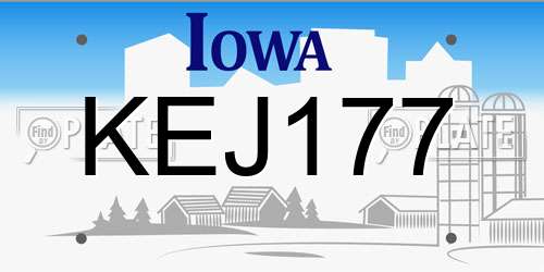 KEJ177 Iowa License Plate