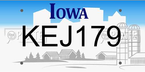 KEJ179 Iowa License Plate