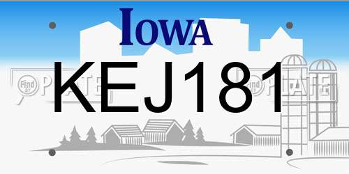 KEJ181 Iowa License Plate