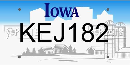 KEJ182 Iowa License Plate